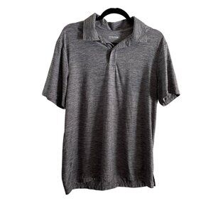 Cool Keep Men SZ L Heather Gray Short Sleeve 2 Button Collared Polo Shirt